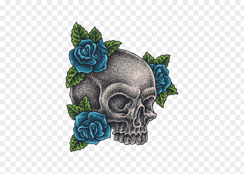 Temporary Tattoo Hydrangea Skull Flower PNG