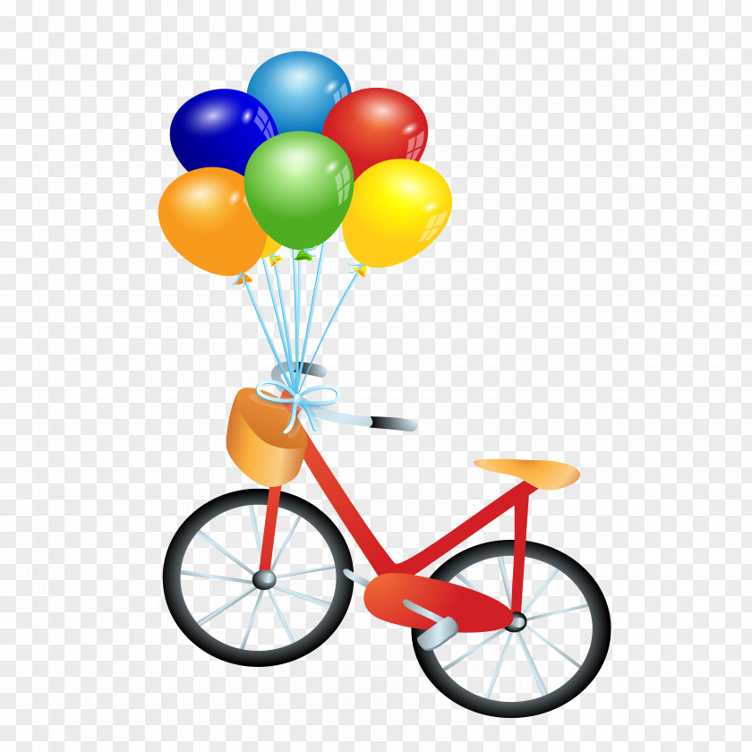 Balloon Bicycle Rainbow Cartoon Theatrical Scenery Illustration PNG