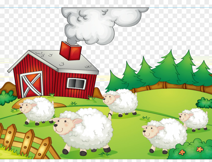 Pastoral Sheepfold Sheep Farming Clip Art PNG