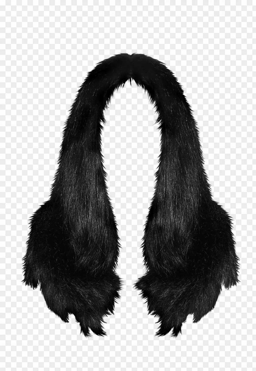 Shiny Hair Hairbrush Black Fur Long PNG