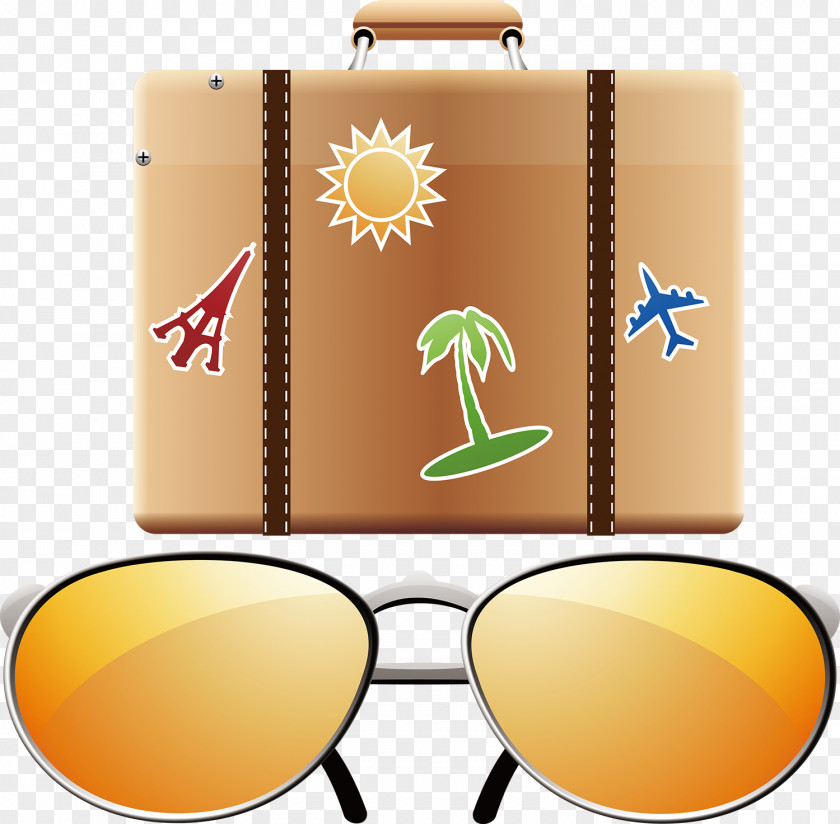 Bagage Ornament Aviator Sunglasses Beach Suitcase PNG