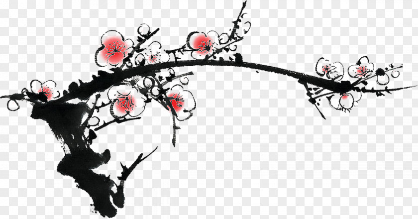 Design Ink Wash Painting Plum Blossom PNG