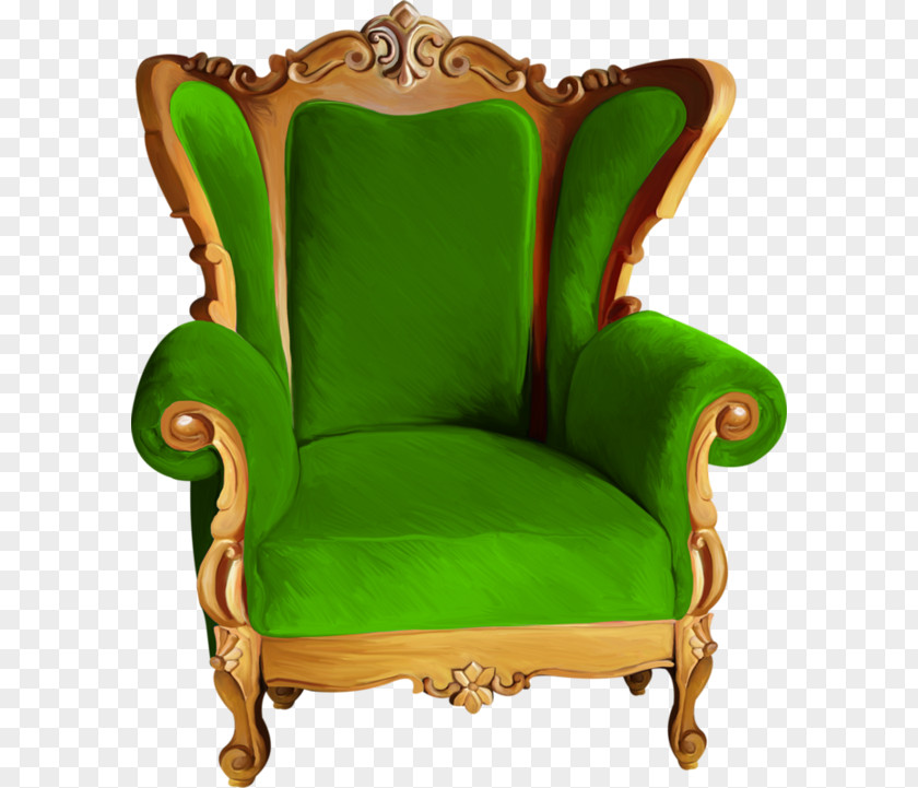 Painted Green Velvet Seat Wing Chair Furniture Throne PNG