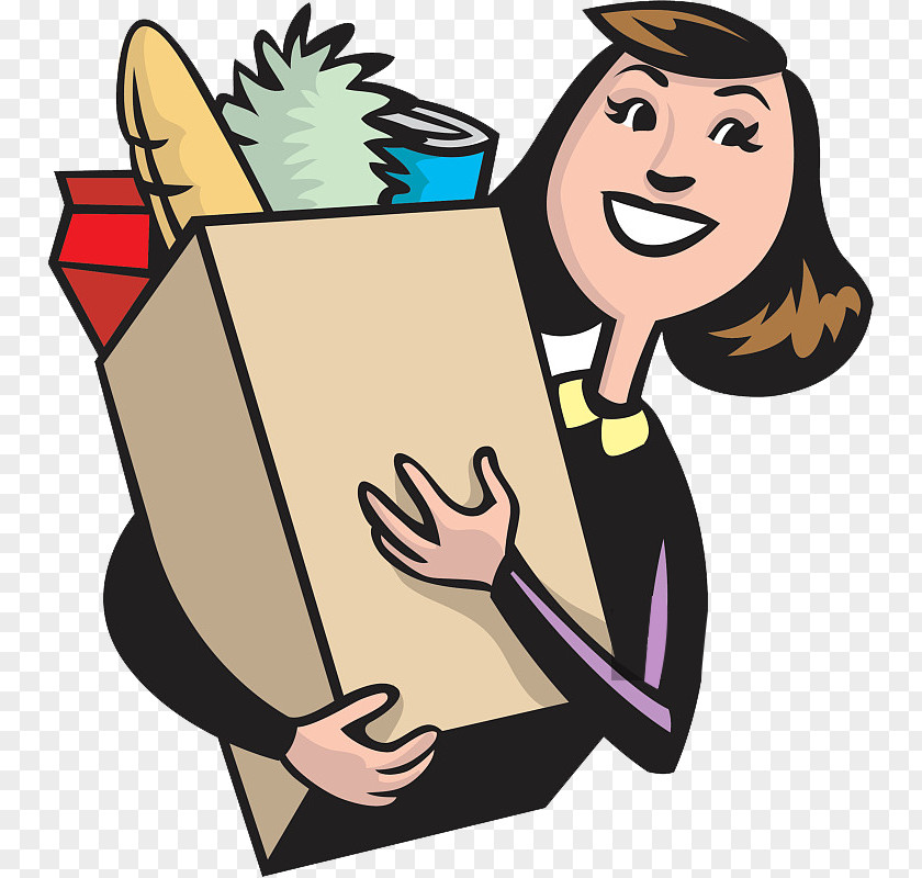 A Woman Who Is Cleaning And Grocery Store Shopping Bag Supermarket Clip Art PNG