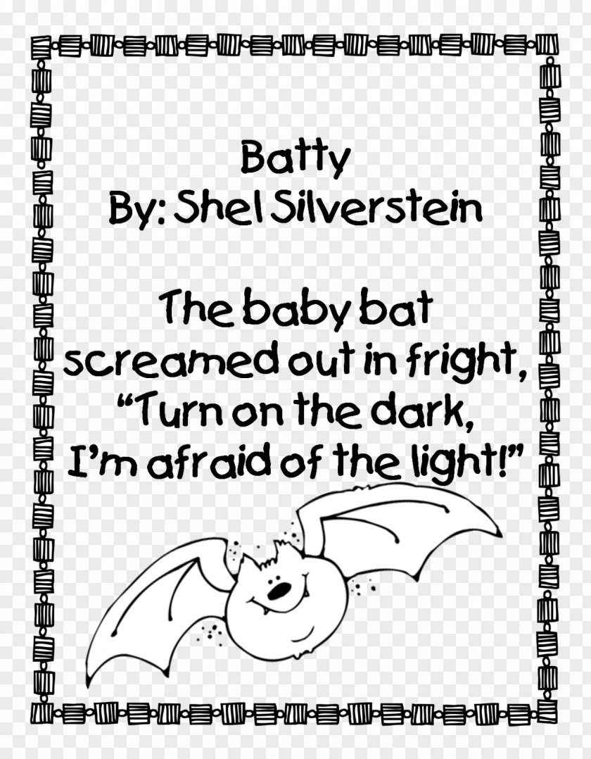 Easy Halloween Bat Printables Stellaluna Where The Sidewalk Ends Poetry Kindergarten First Grade PNG