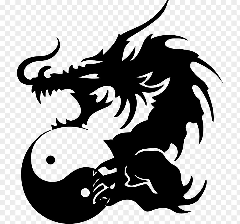 Dragon Yin And Yang Chinese Legendary Creature Decal PNG