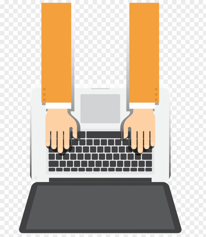 Vector Orange Arm Operated Laptop Computer Keyboard Mouse Photography Desktop PNG