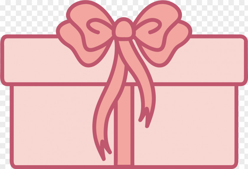 Hand Painted Pink Gift Box Clip Art PNG