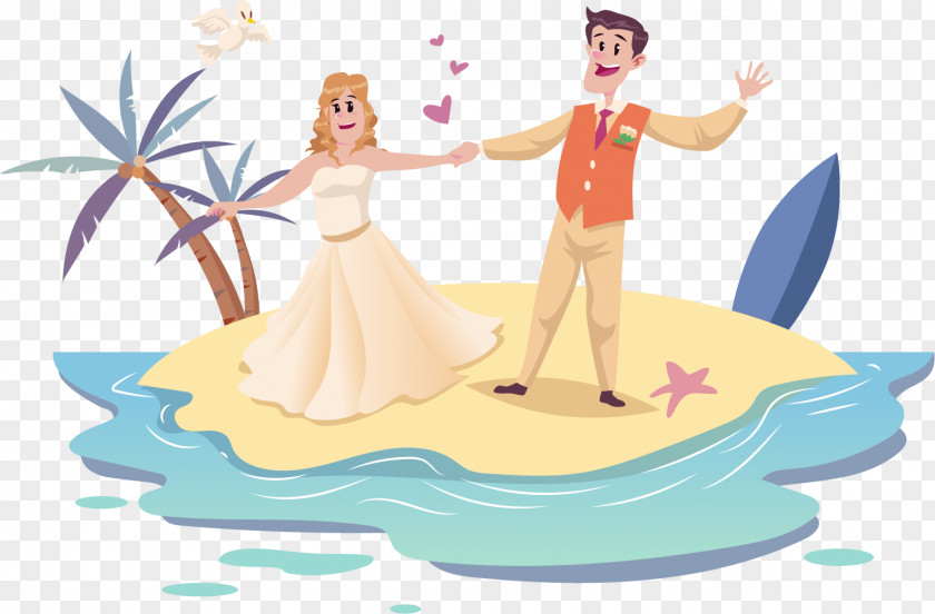 Happy Wedding Couple Euclidean Vector Illustration PNG