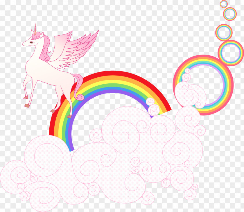 Vector White Clouds On The Unicorn Rainbow Clip Art PNG