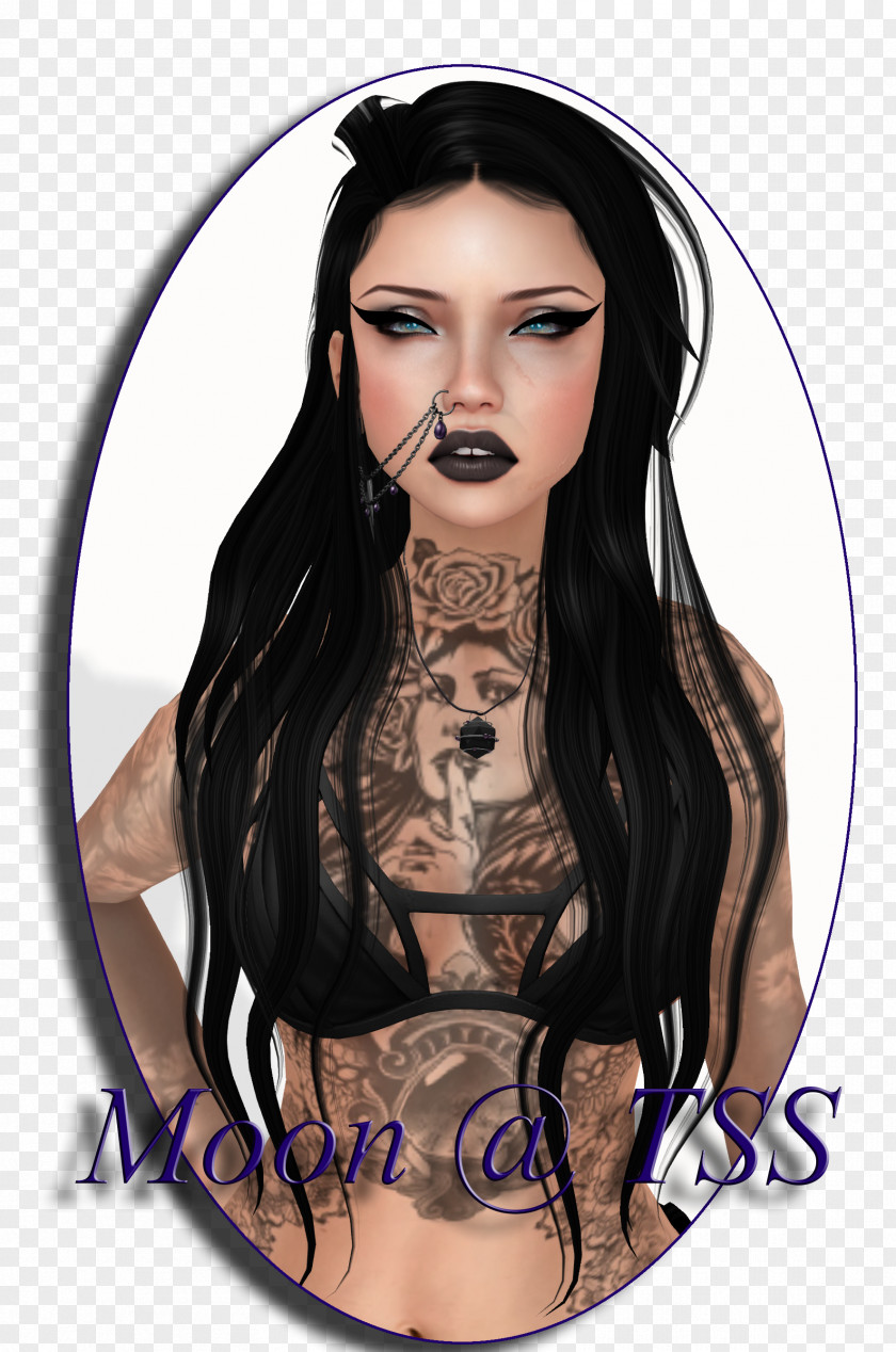 Fantasy Moon Black Hair Cosmetics Skin Face PNG