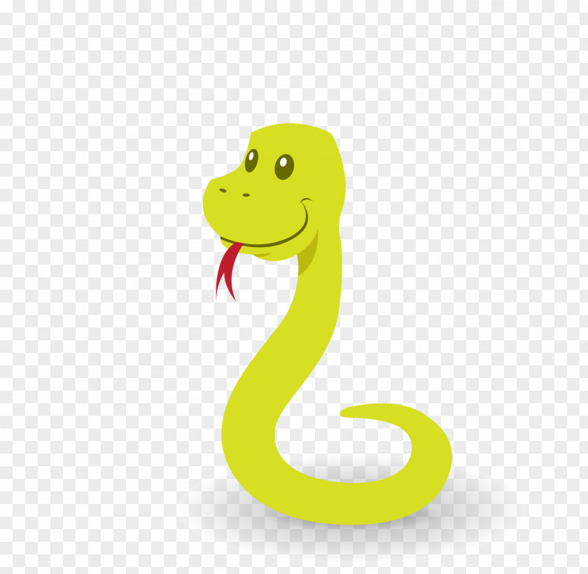 Vector Green Tongue Lovely Cartoon Snake Illustration PNG