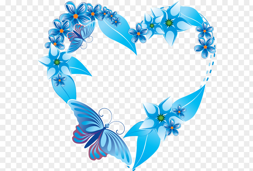 Wedding Frame Heart Blue Flower Clip Art PNG