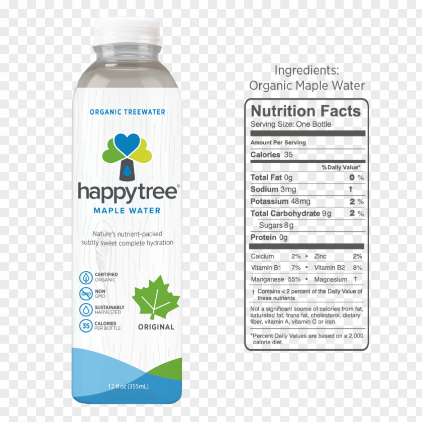 Coffee Tree Water Nutrition Facts Label Maple PNG