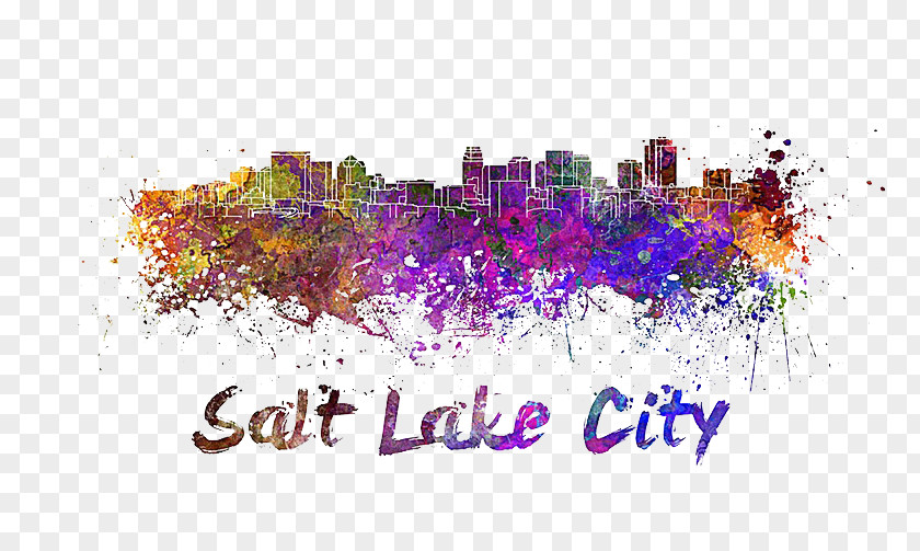 Salt Lake Domain Illustration Skyline Watercolor Painting Stock PNG