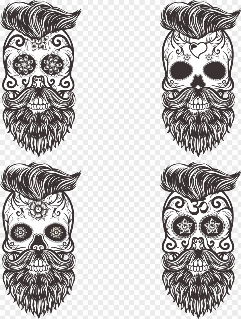 Vector Painted Mustache Skull Calavera Euclidean Drawing Day Of The Dead PNG