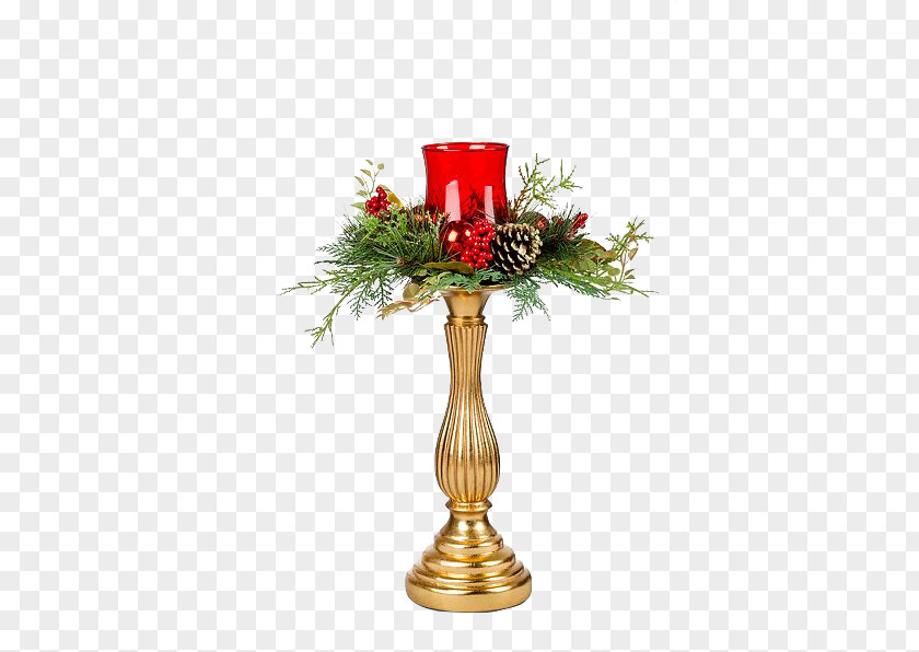 Vintage Candle Holders Christmas Centrepiece Clip Art PNG