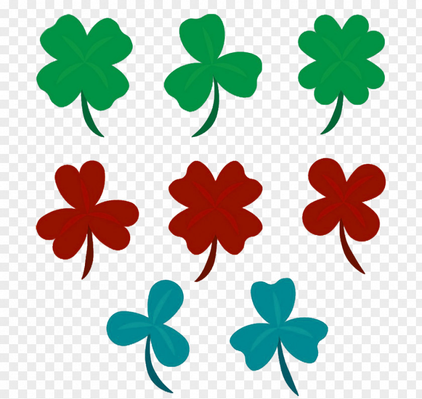Clover Three Kinds Of Picture Material Four-leaf Euclidean Vector Luck PNG