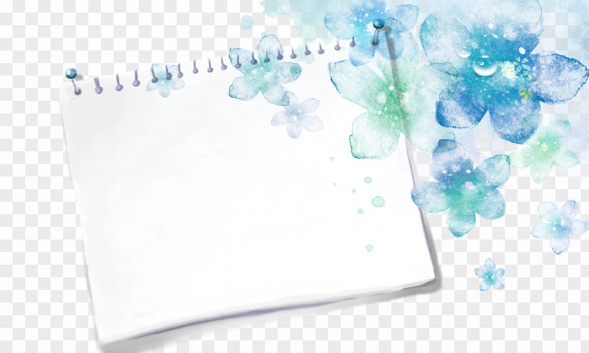 Sketchbook Blue Flowers Background Watercolor Painting Drawing PNG