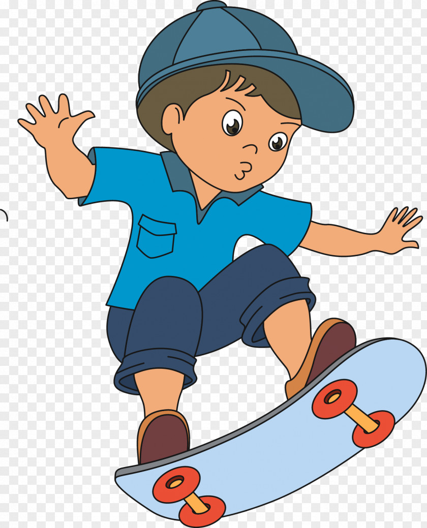 Cartoon Children Vector Material Skateboarding Child Roller Skating PNG