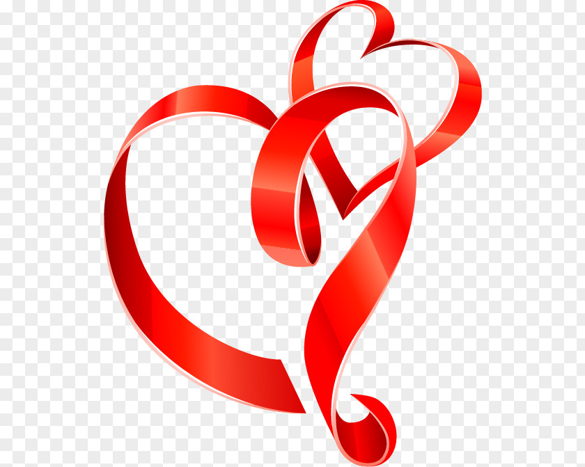 Red Ribbon Heart Euclidean Vector Clip Art PNG
