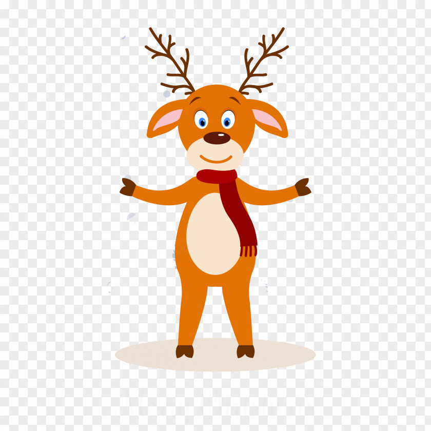 Cartoon Christmas Reindeer Snow Vector Material Rudolph Elk Santa Claus Drawing PNG