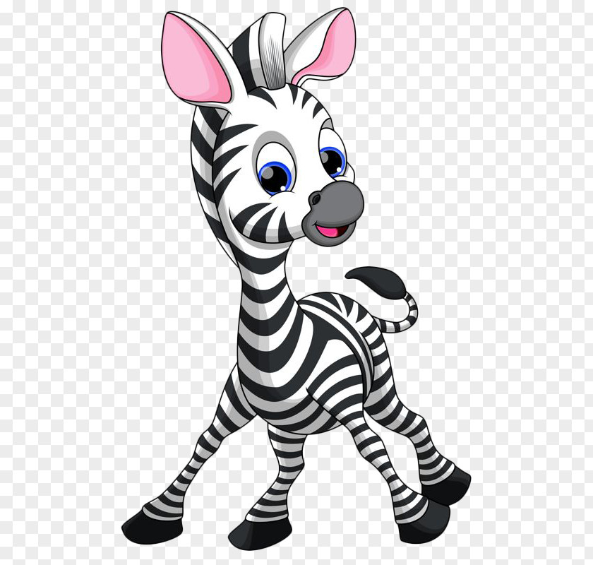 Small Hand-painted Black And White Striped Zebra Horse Cuteness Clip Art PNG
