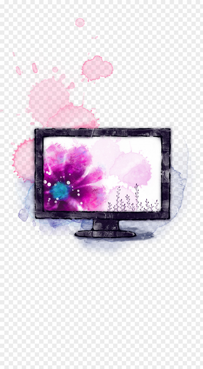 Ink Background TV Watercolor Painting Template Television Download PNG