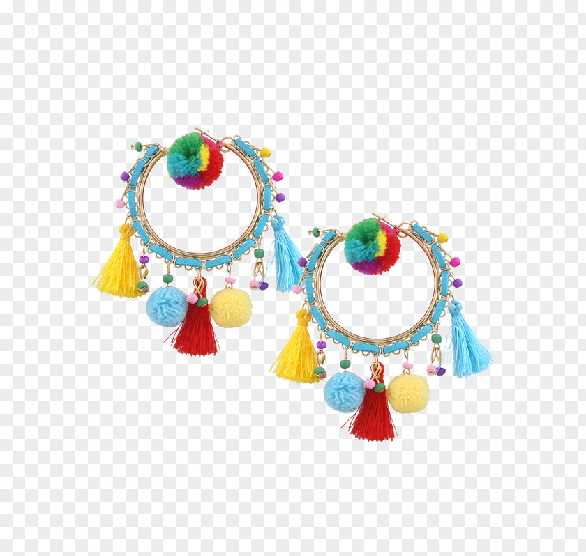 Multicolor Nail Polish Staggered Jewellery Earring Tassel Bead Pom-pom PNG