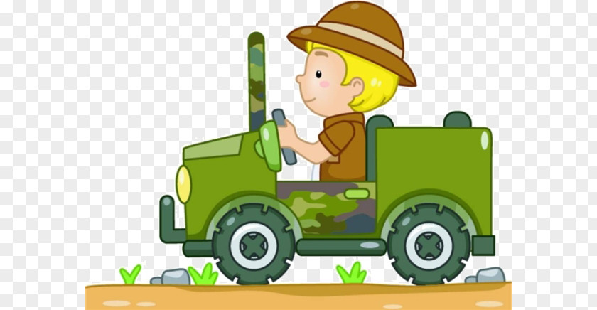 Cartoon Boy Driving Jeep Safari Royalty-free Clip Art PNG