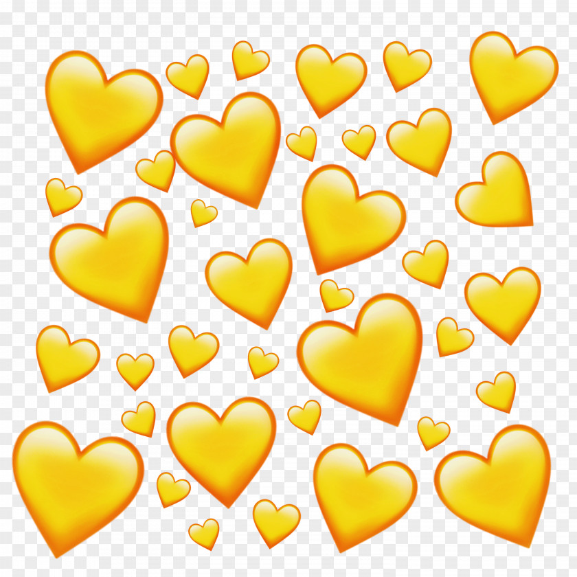 Heart Yellow Line Font Love PNG