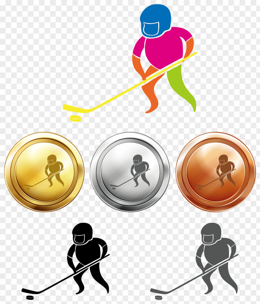 Ice Hockey Contests Gold Medal Illustration PNG