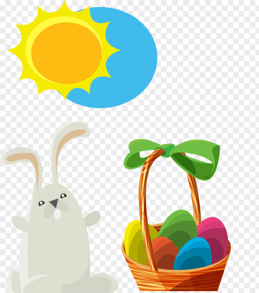 Vector Easter Elements Bunny Cake Egg Illustration PNG