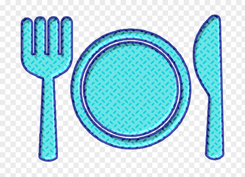 Aqua Turquoise Plate Fork And Knife Icon Food Lodgicons PNG