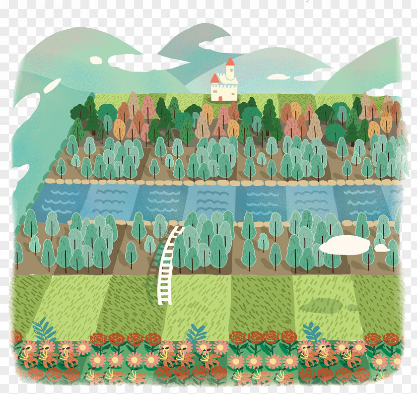 Painted Vibrant Farmland Cartoon Illustration PNG