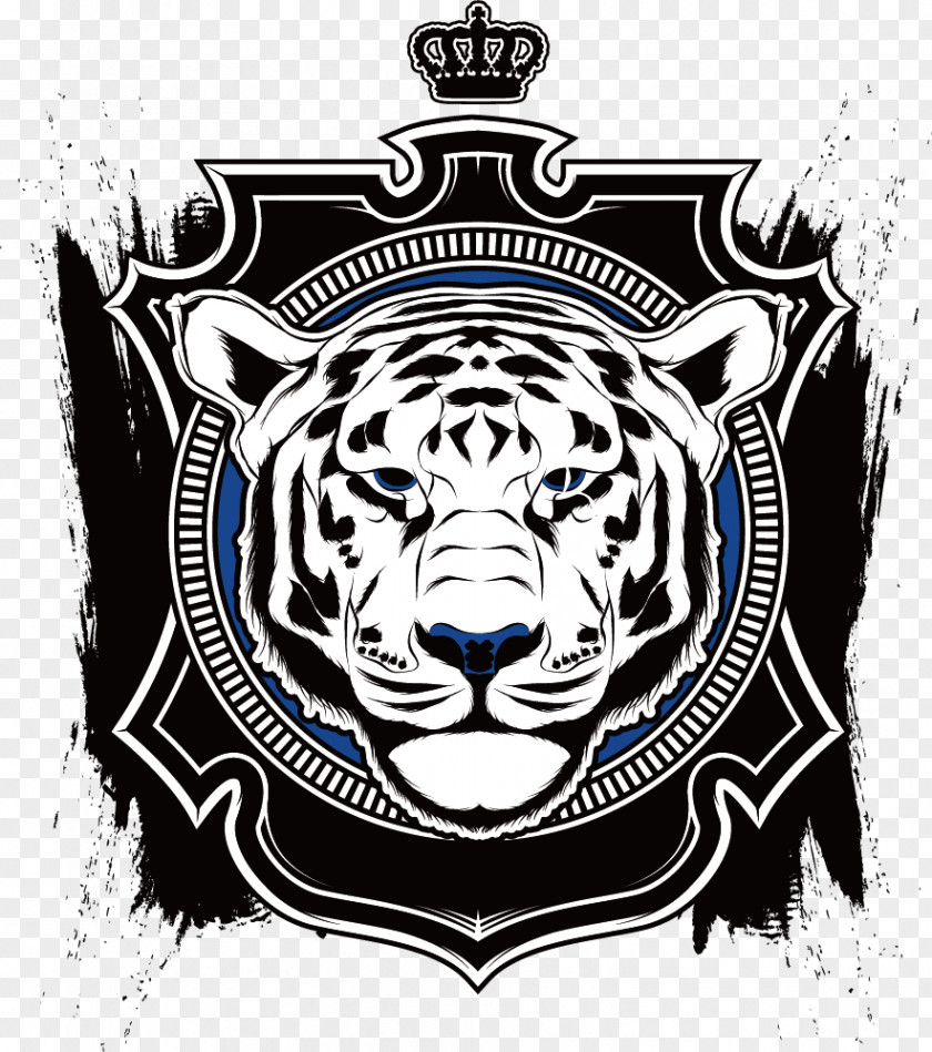 Tiger Badge T-shirt Bengal Crown Logo PNG
