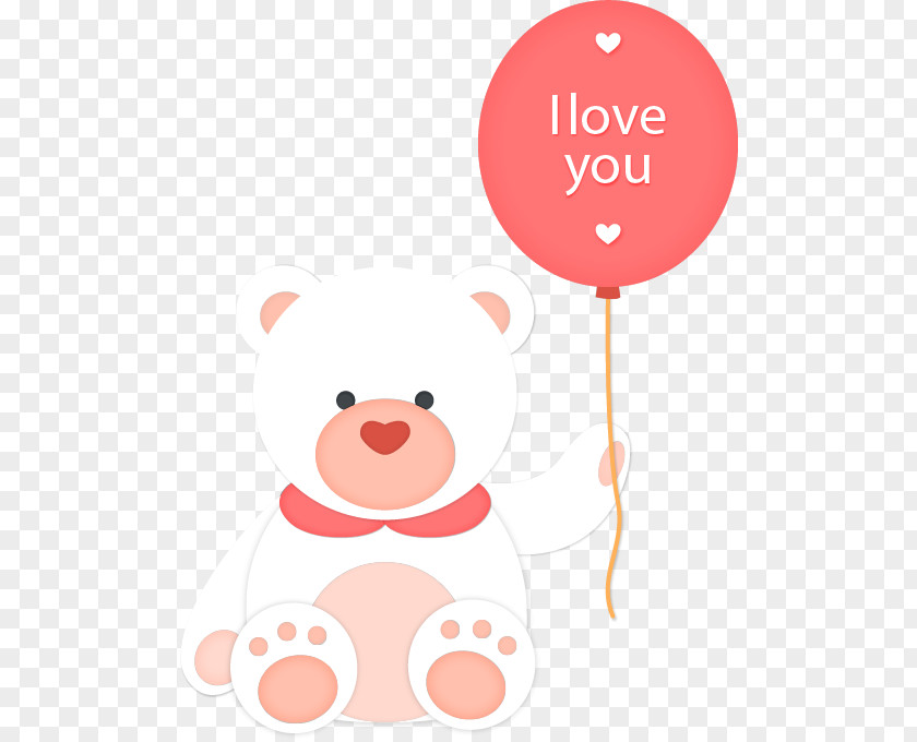 Cute Polar Bear And Love Balloon Vector Boyfriend Girlfriend Illustration PNG