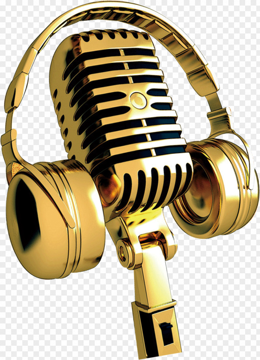 Golden Microphone PNG