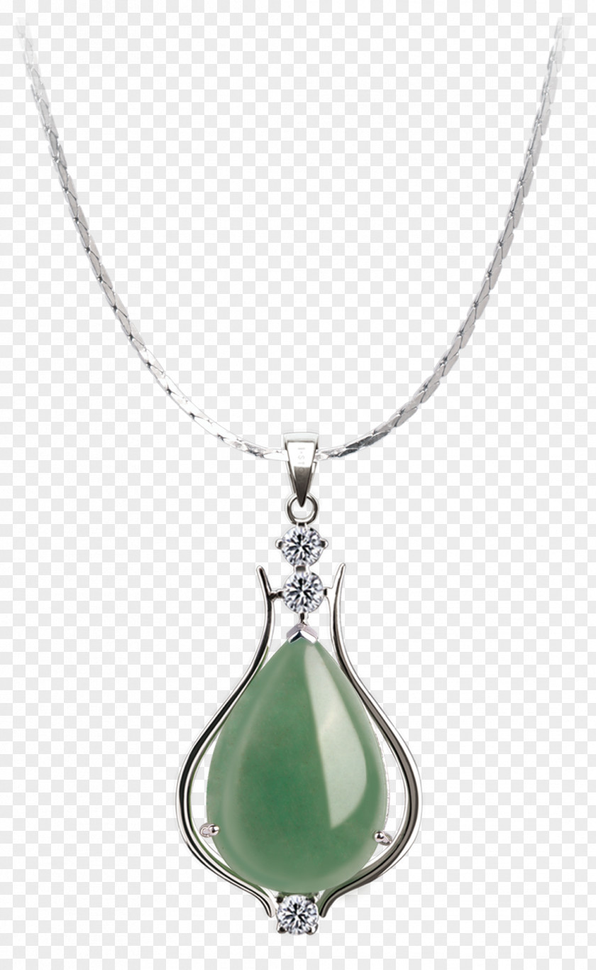 Necklace Locket Jade Silver PNG