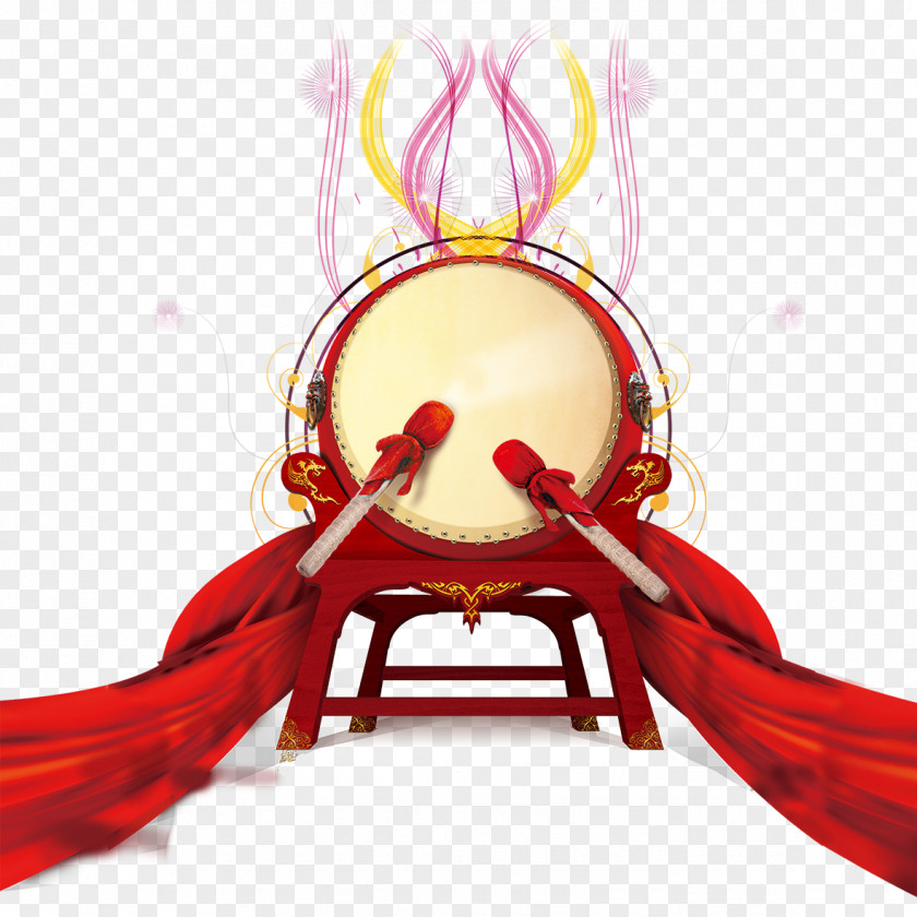 China Wind Festive Drums Poster PNG