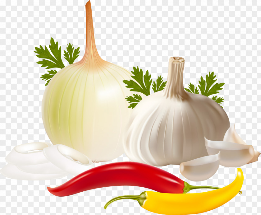 Garlic Bell Pepper Vegetable Onion Food PNG
