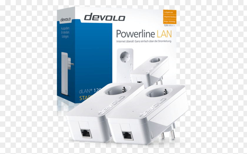 Power-line Communication PowerLAN Devolo DLAN 1200+ Einzeladapter Netzwerk Internet PNG