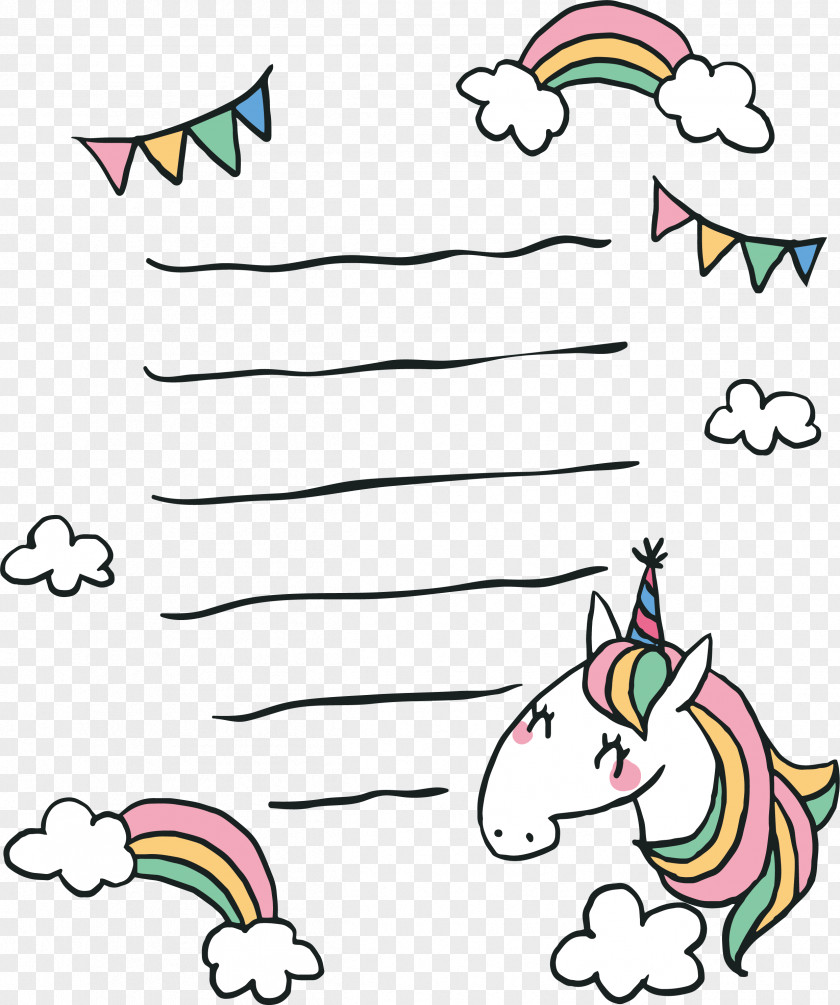 Rainbow Hand-painted Unicorn Stationery Paper Papel De Carta PNG