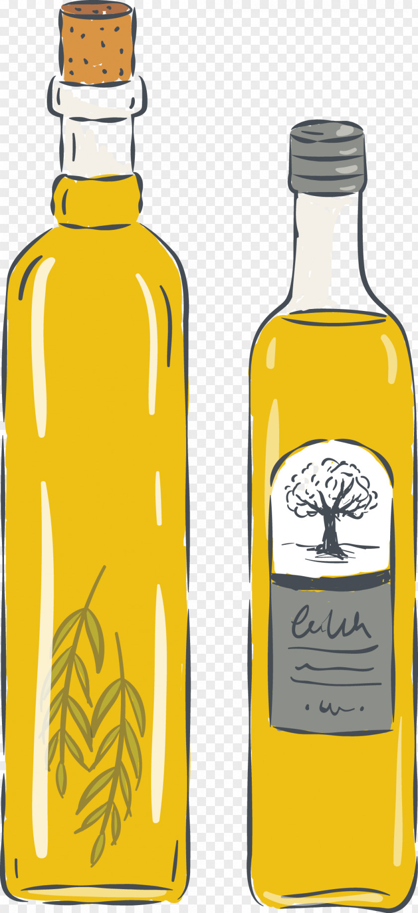 Vector Olive Oil Liqueur Bottle PNG