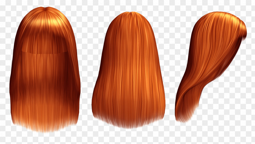 Hairdressing Red Hair Wig Long PNG