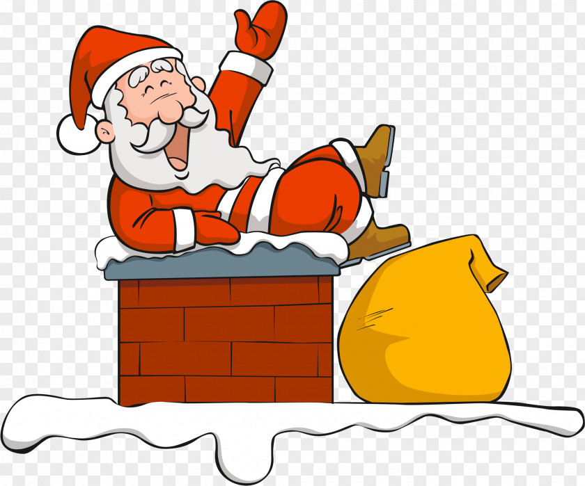 Chimney Santa Claus Cartoon Clip Art PNG
