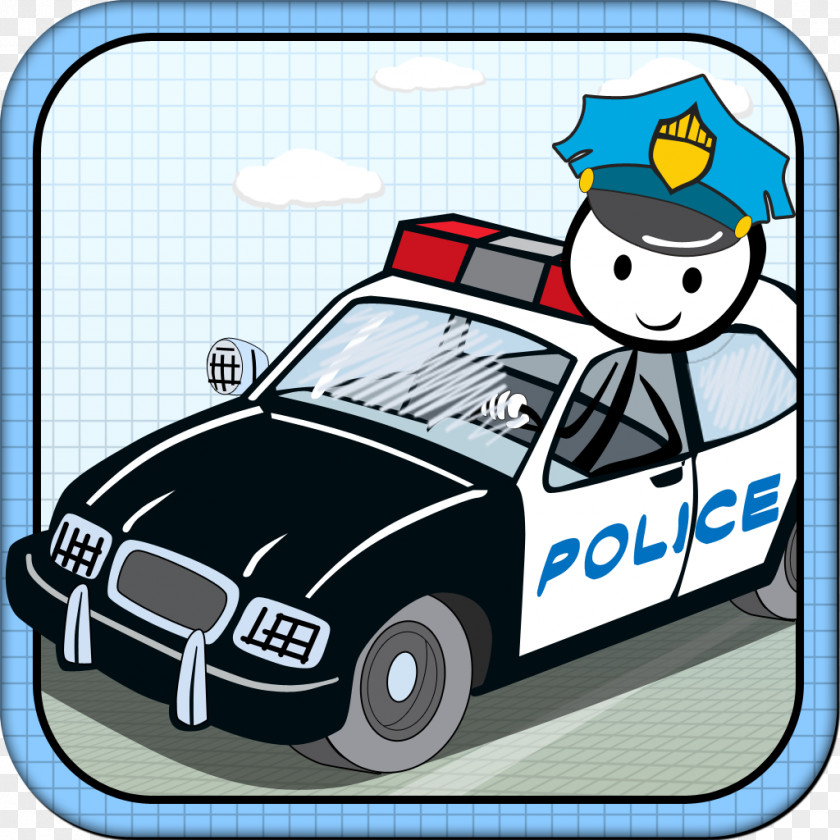Police Car Chase Crime Doodle PNG