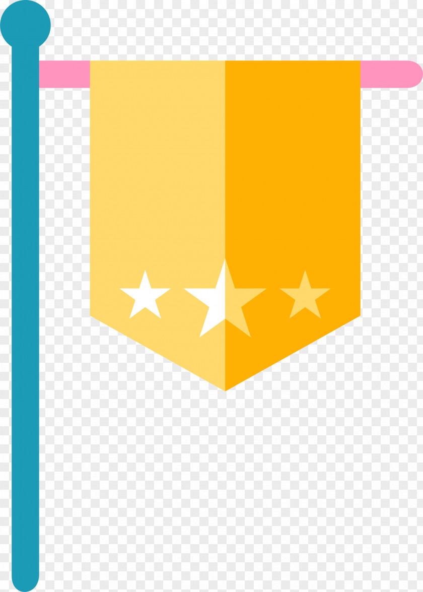 Yellow Pentagram Flag Vector PNG