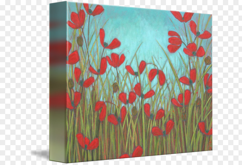 Poppy Field Flower Painting Floral Design Acrylic Paint PNG