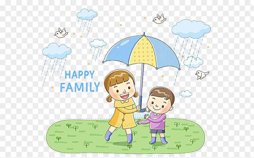 The Child Is An Umbrella Rain Illustration PNG